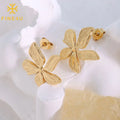 Fashionable Elegant Ladies Joyeria De Acero Inoxidable 2024 Gold Plated Embossed Petal Flower Earrings Stud