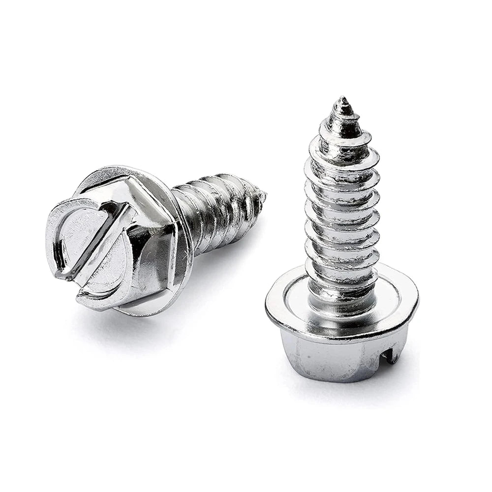 Stainless Steel Slotted Hex Washer Head Metric Fasteners License Plates Frames Covers Cars Trucks Vans SUVs Rustproof Self