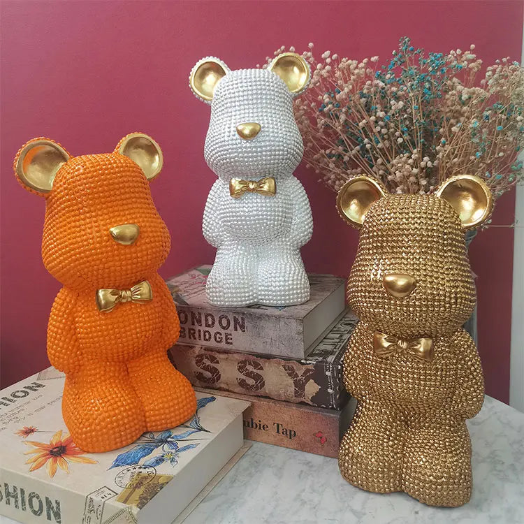 Children's Resin Bear Piggy Bank Sculpture with Hand-painted Detail Customizable Color & Size Sweet & Cute Style Home Decor Gift