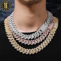 Fashion Mens Hip Hop Jewelry Gift Wholesale 20mm Gold Plated Brass 3 Rows AAAAA CZ Diamond Iced Out Cuban Link Chain Necklace