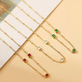 Exquisite Square Green Zircon Pendant Necklace Fashion Tarnish Free Gold Plated Stainless Steel Chokers Necklace for Women