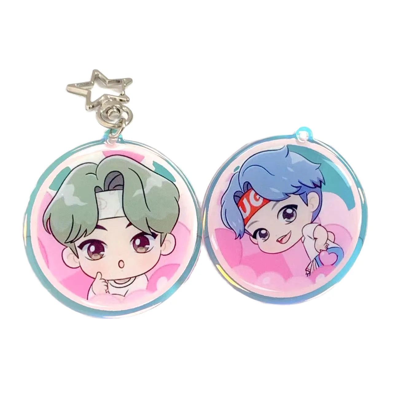 Pikakey Custom UV Printed Eco-friendly Acrylic Anime Cartoon Laser Cut Holographic Star Keychain OEM Services Promotion Gift
