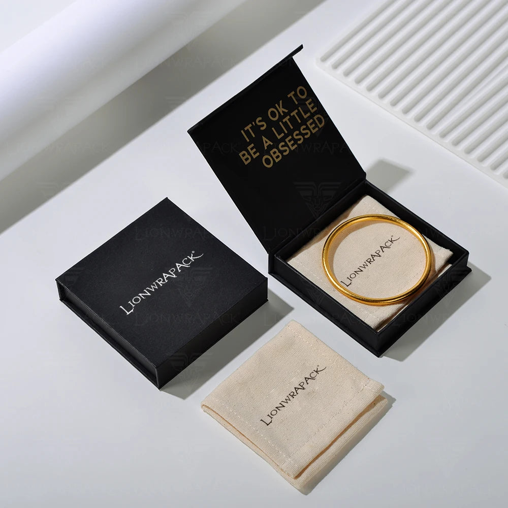 Lionwrapack Magnetic Jewelry Box in Eco-Friendly Krafty Paper Cardboard With Pouch for Ring Storage Environmentally Friendly