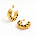 Jewelry Trendy Earring 18K Gold Plated Waterproof Chunky Love Heart Hollow Out C Hoop Earrings Stainless Steel Jewelry