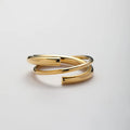 Fashion Charm Jewelry 18K Gold Plated Stainless Steel Round Lines Double Layer Cross Rings Non Tarnish Rings  YF5022