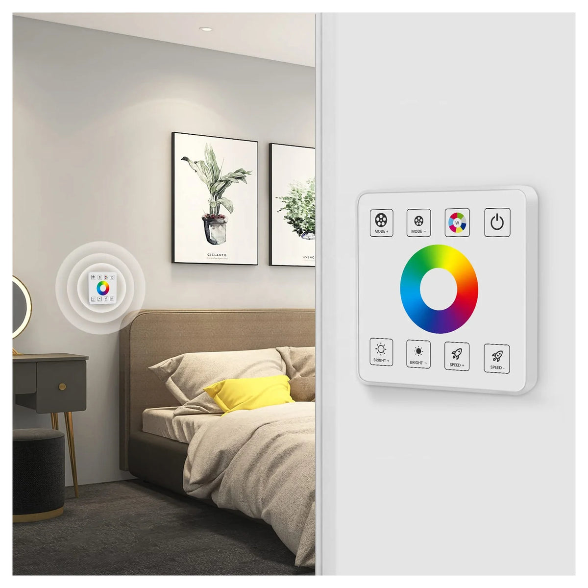 Wireless RF Smart Touch Panel Controller with RGB Dimmer Controller DC 5-24V RGB LED Strips Controller