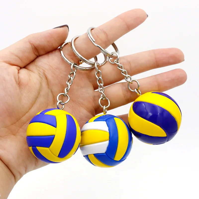 Fun 3D Stereo Colour Volleyball Player Charm Keychain Leather Jewellery Key Ring for Volleyball Fans and Gifts