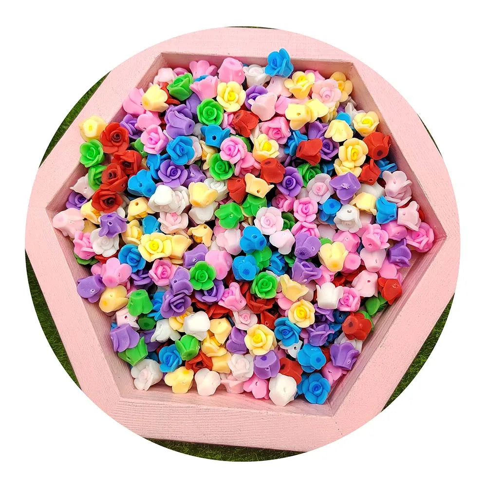 Wholesale Jewelry DIY Spacer Bead Charms Rose Flower Clay Beads for Bracelet Making