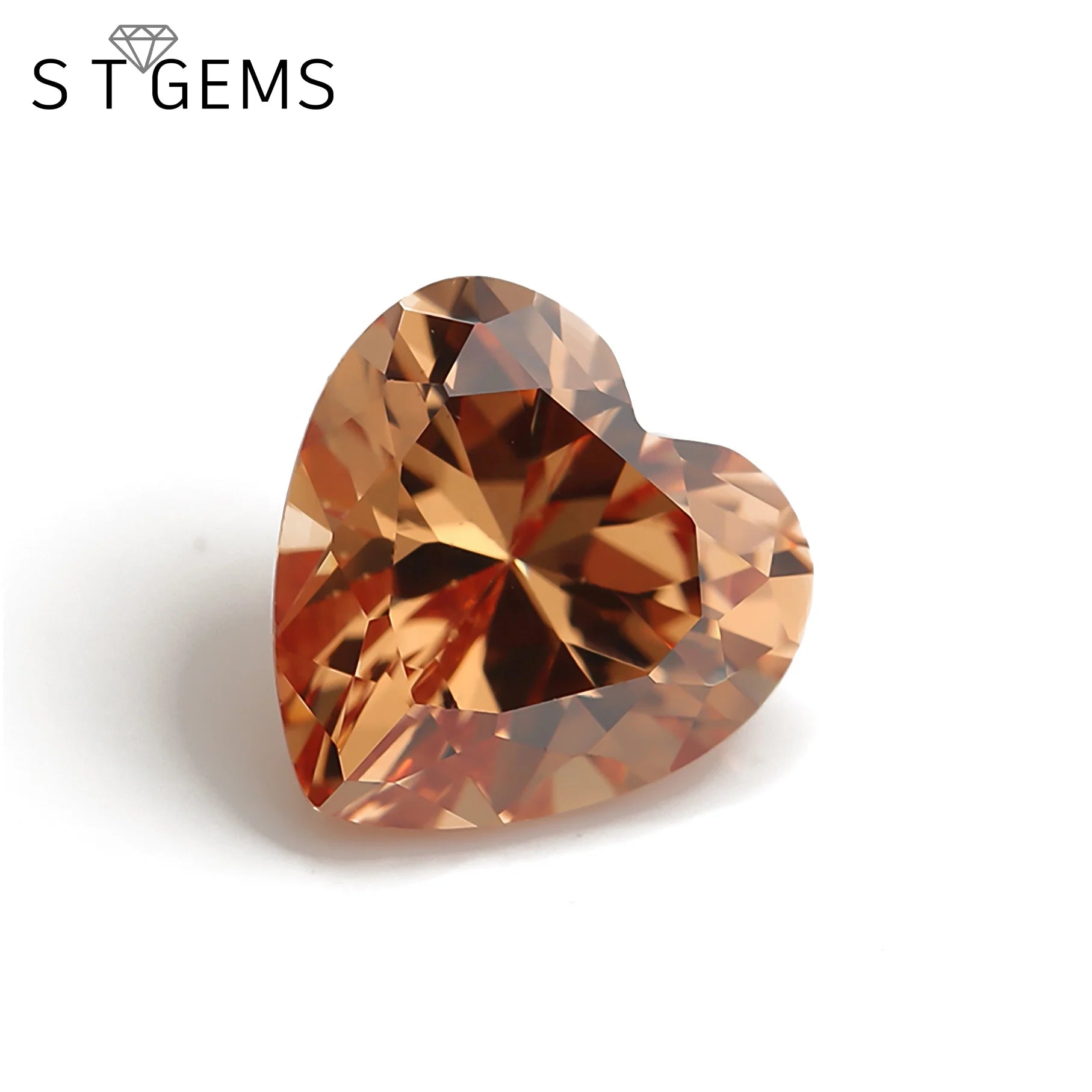 Wholesale Heart Shape Champagne Colour CZ Loose Cubic Zirconia Stones