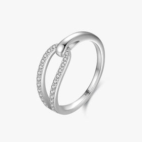 Ailmay Real 925 Sterling Silver Simple Geometric Double-Button Finger Ring for Women Girls Anti-Allergy Fine Jewelry Gifts