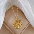 Stainless Steel Necklace Hot Tree of Life Round Pendant Necklaces Bijoux Collier Elegant Women Girl Jewelry Gifts