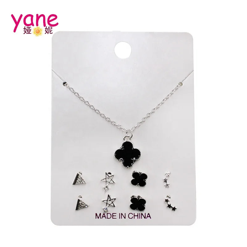 Alloy Fashion Necklace with Earrings Stud Collar for Girl