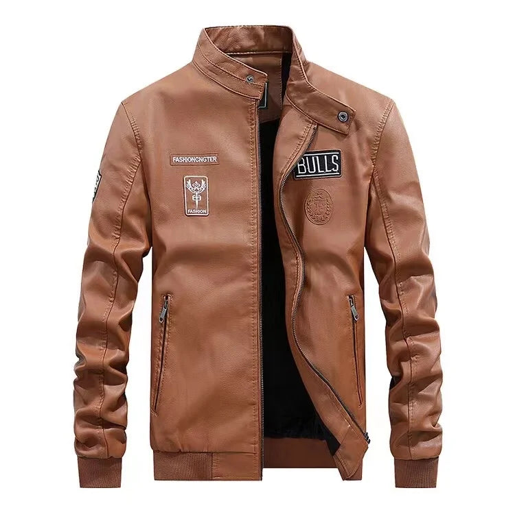 Top Quality Zipper Leather Winter Jacket Sngal blazer Fur Men's Cool Motorcycle Biker Jacket 4XL