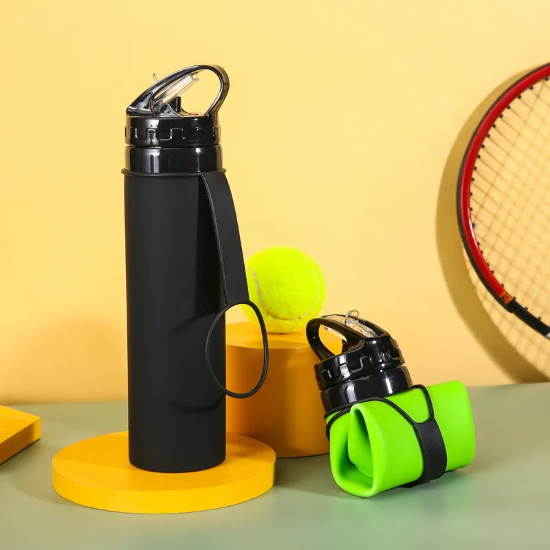 Custom logo BPA Free Silicone Collapsible Travel Cup Silicone Foldable Sports Water Bottle 600ML