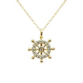1000S 9K Real Gold Diamond Necklace Pendants Wholesale Navy Style Anchor&Rudder Zircon Jewelry Pendants  for Women