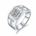 Moissanite 925 Sterling Silver Real Diamond Ring for Men 1 Carat Moissanite 14kt Gold Plated Ring