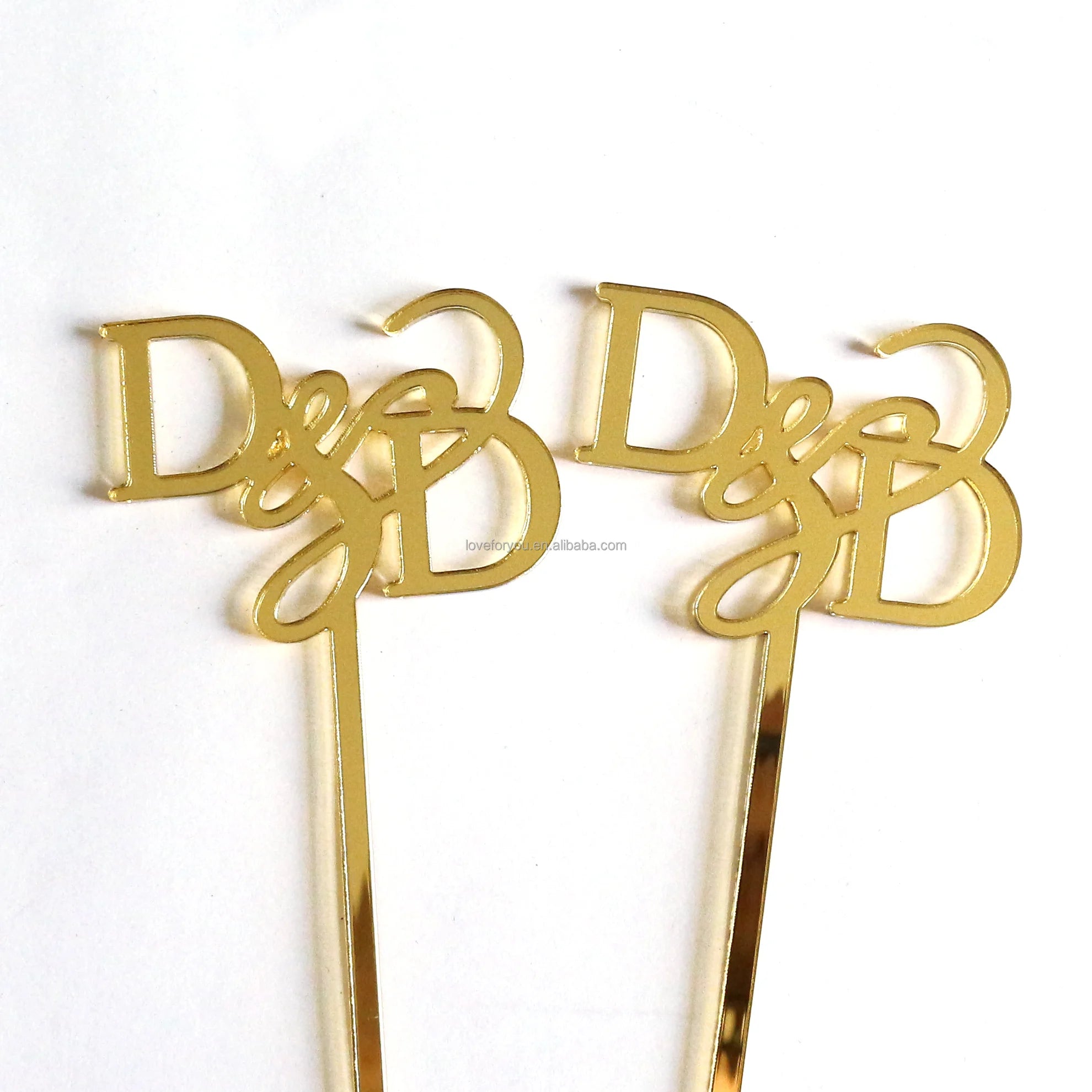 Customized Initials Gold Mirror Acrylic Stirrers for Events and Custom Initials Stirrers with Names