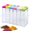 Spice Bottle Set Seasoning Condiment Storage Spice Containers Square Transparent Salt Sugar Pepper Spice Jar with Tray Rack