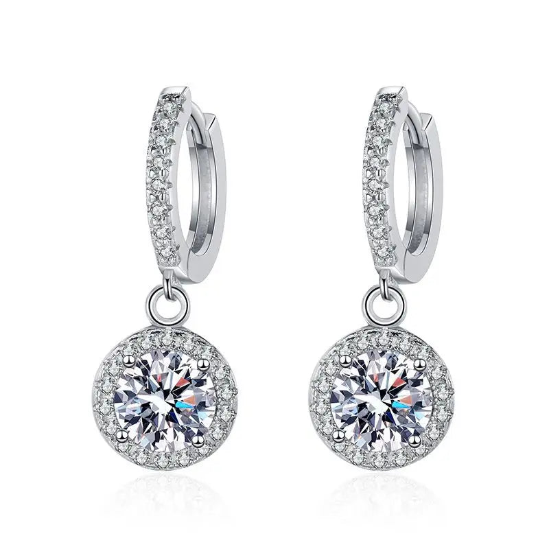 S925 Sterling Silver Classic round Bag Earrings Premium Moissanite Jewelry with Classic round Bag Design