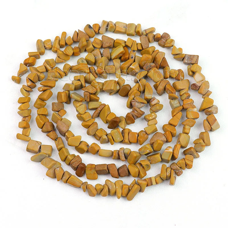 Wholesale Natural Yellow Wooden Jasper Chip Stone Beads Wood Gemstone Chips Beads for Woman Bracelets Making 5 - 8mm