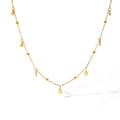 Vintage Metal Steel 18K Gold Plated Minimalist Beaded Circle Charms Disc Chain Necklace for Women