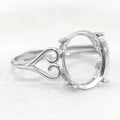 Sterling Silver 11*13mm Semi Mount Ring Empty Frame Blank Support Setting S925 Base Holder Without Center Stone for DIY Inlay