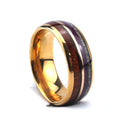 Poya 8mm Gold Plated Tungsten Engagement Ring With Lapis Lazuli Antler Wood Inlay