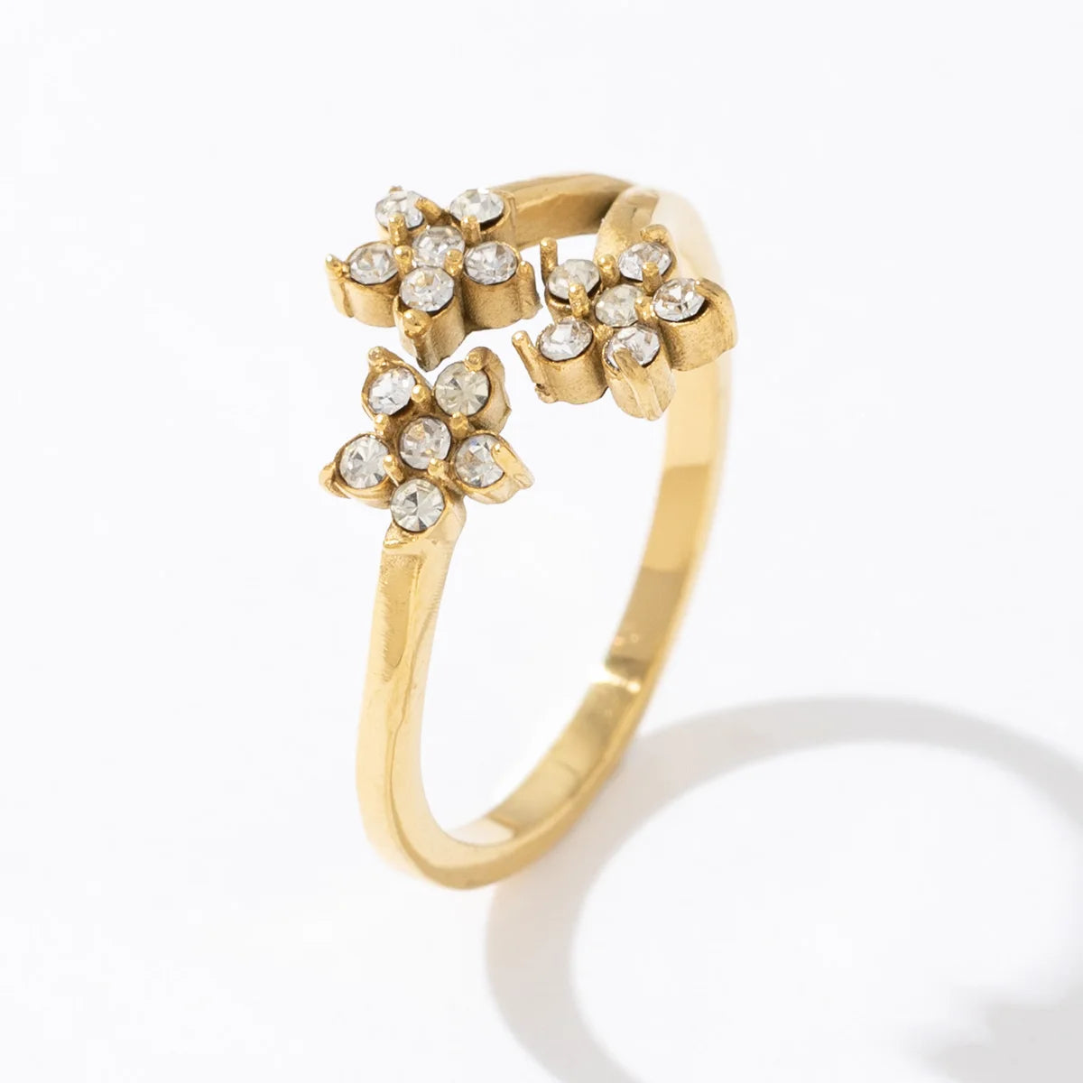 Wedding Party Finger Jewelry Girls Women Gift Wholesale Dropshipping Colorful Crystal Flower Shape Opening Ring