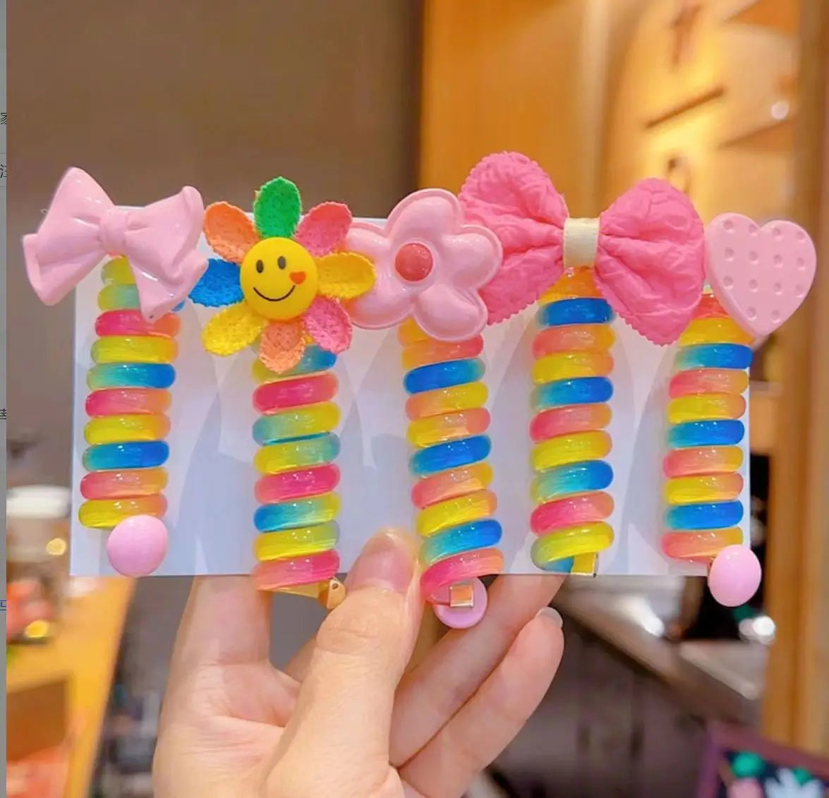 Bow Knot Colorful Telephone Wire Hair Ties Women Girls Elastic Hair Bands Spiral Coil Rubber Bands Ponytails Hair Accessories