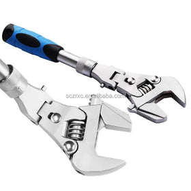 10-Inch New Design Folding Ratchet Wrench Spanner 180Â° Rotatable Head Adjustable Metric Extendable Length for Narrow Spaces