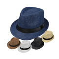 Paper Straw Fedora Hat Straw Jazz Hat Summer Beach Hat Logo Custom Printing on Ribbon for Promotion Traveling Party