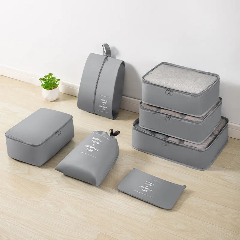 Custom Colors Specification Fashion 7 Pcs Compression Luggage Packing Cubes Organizer Light Convenient Diverse Travel Bag