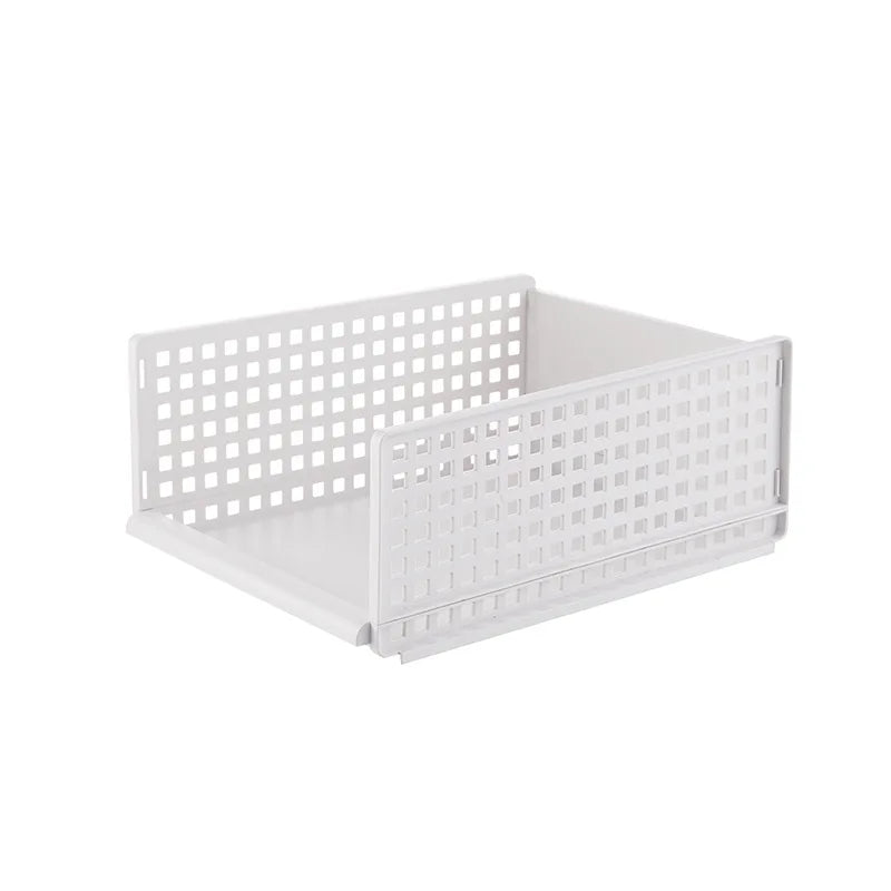 Clothes Storage Box PP Drawer Type Plastic Storage Rack Foldable Wardrobe Storage Layered Partition Pull-Out for Bathroom Garage