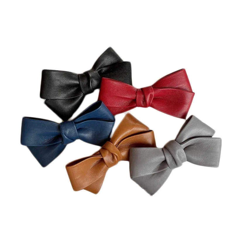 MIO Fashion 10cm Duckbill Leather Hair Clips Fancy Pu Bow Hairpins Hair Accessories Elegant Hairpins for Women Ladies Girls