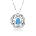 YBO Luxury 18K Gold Plated S925 Necklace Women Geometric Blue Topaz Gemstone Pendant Trendy Jewelry for Wedding Parties Hot Sale