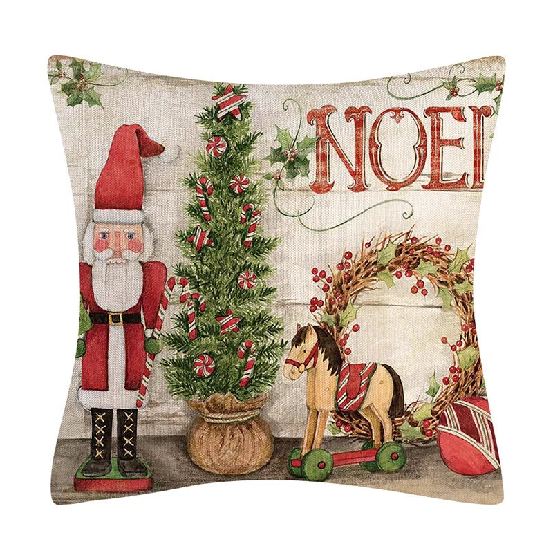 Christmas Pillowcase Christmas Farm Print Christmas Tree Linen Home Decor Pillowcase Sofa Cover