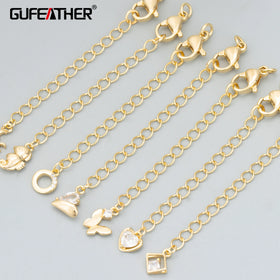 ME38 Jewelry Accessories18k Gold Rhodium Platedcopperhand Madecharmsnecklace Making Findingsextended Chain6pcs/lot