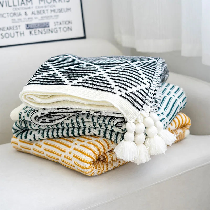 Amity Nordic Style Sofa Air Conditioning Blanket Custom Soft  Blankets for Living Room Bedroom