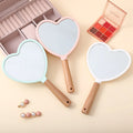 Zonyin Portable Personalized Plastic Round Square Heart Shape Handheld Wood Handle Makeup Mirror Pocket Hand Mirror for Beauty