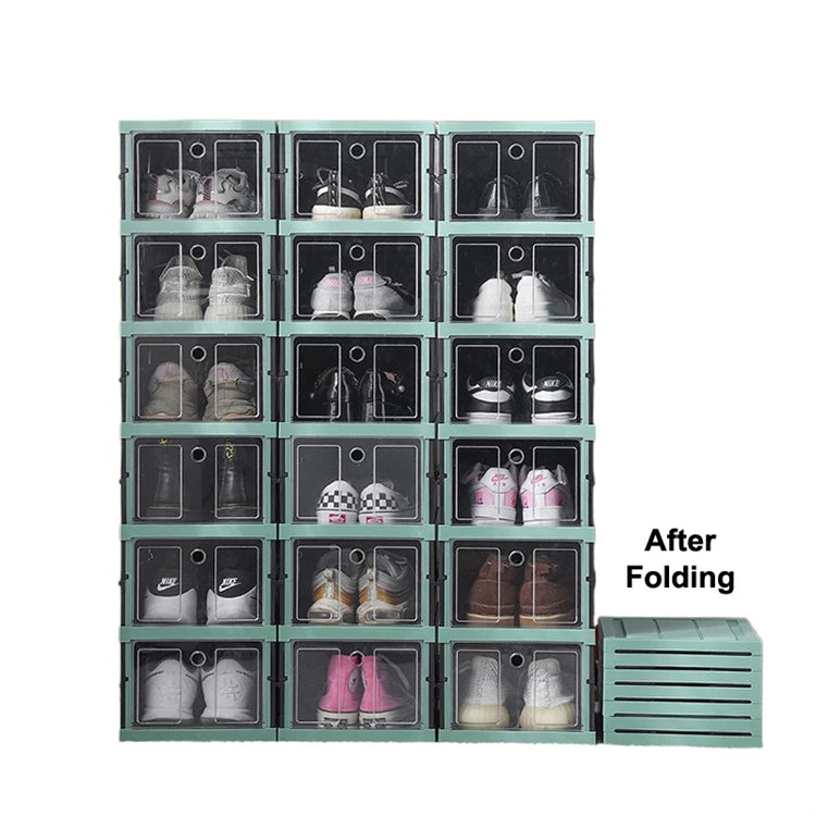 Installation Free Stackable Plastic Shoe Box Foldable Shoe Rack Storage Box Convenient Shoe Box Container