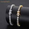 OUGEPHELI 4mm Tennis Chain Bracelet Iced Zircon Copper Hip Hop Jewelry for Men Women Multi Size Color Optional Wholesale Custom