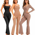 Wholesale Four-Way Stretch Eco-Friendly Lightweight Breathable One Piece Yoga Fitness Skinny Casual Jumpsuit Flared Leg Long