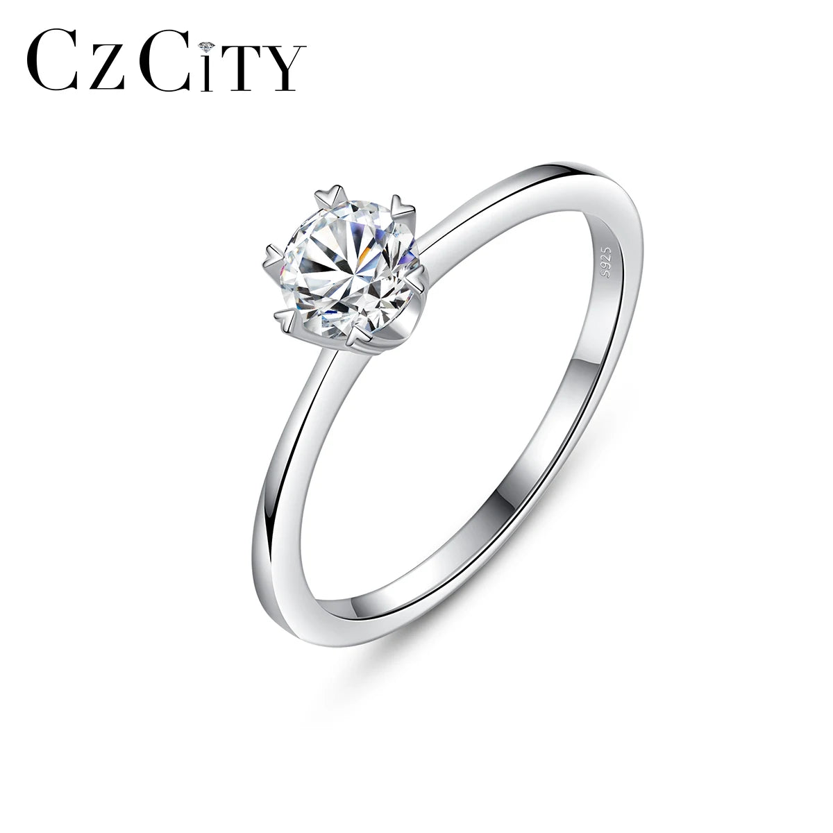CZCITY Jewellery Large Moissanite Eternity Diamond Woman 925 Sterling New Silver Ring Design for Girl