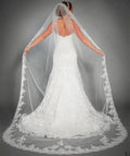 LUOXIN Factory Fashion Long Wedding Veils Applique Flowers Ivory Lace Bridal Veil