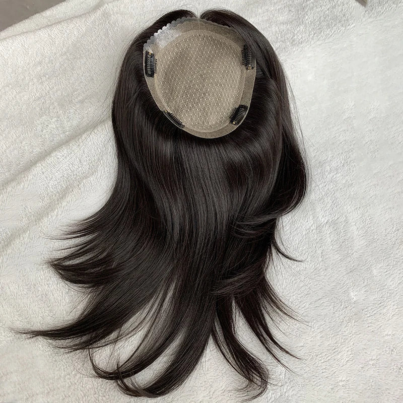 Real Russian Virgin Human Hair Toppers Size 13x15 Pu Around for Hair Loss Permanent Hair Topper Women