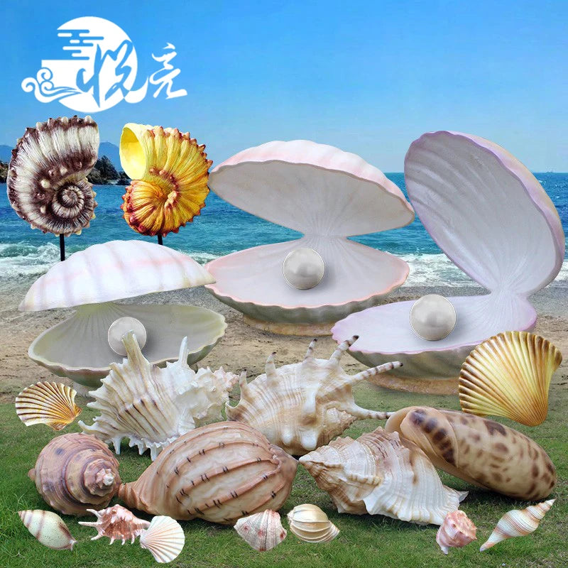 Support Oem Display Decor Sea Shell Conch/ Giant Shell Resin with the Pearl/ Life Size Party Shell Props