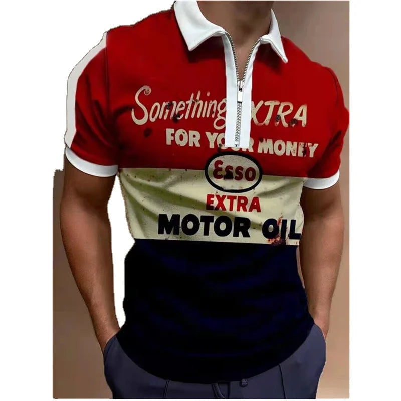 Top Fashion Designer Printed Polo Shirt for Men Summer New Arrival Short Sleeve Chemises Pour Hommes With Zipper Fabric
