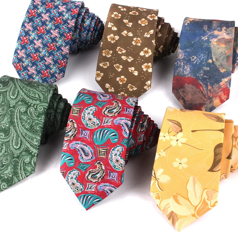 Chinese Manufacturer Customized Ties for Men Formal Green Polyester Ties 7CM  Printing Neckties for Male