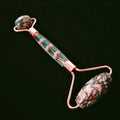 HY Jade massager massage stones flower handle facial massage stone rhodonite jasper roller