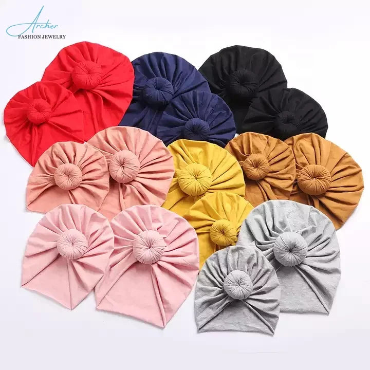 Mummy and Me Turban Hat Baby Turban Hat Cotton Top Knot Beanie Hat Newborn Headwrap Baby Girl Headband Kids 0-4T